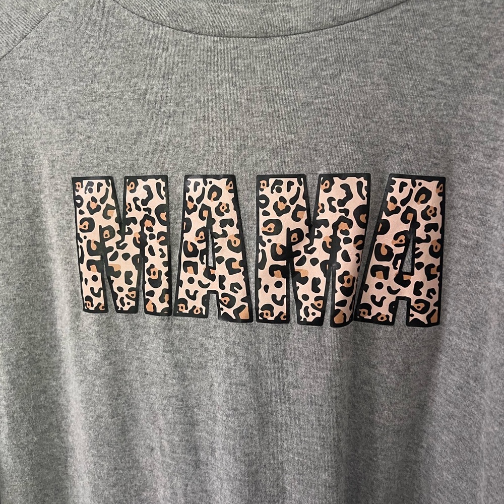 Long Sleeve “MAMA” Leopard Print Embroidered Shirt - Picture 3 of 5